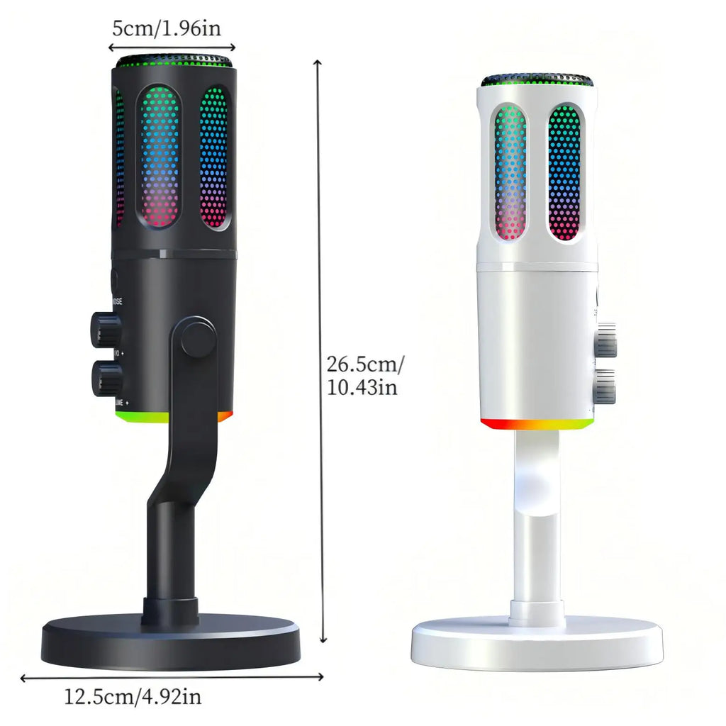 Professional Gaming Microphone With Stand RGB USB Wired Condenser Mic For PC Laptop Streaming Podcast Karaoke Live Broadcast