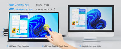 XIANWEI 18.5 inch Portable Monitor Touch 100%sRGB 100Hz External Screen Gaming Office Display For Switch Phone Laptop Xbox PS4/5