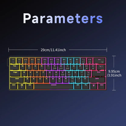 Ajazz NK61 Mechanical Wired Gaming Keyboard RGB Lighting Supports Hot-Swappable 61-Key Mechanical Wired Gaming Keyboard