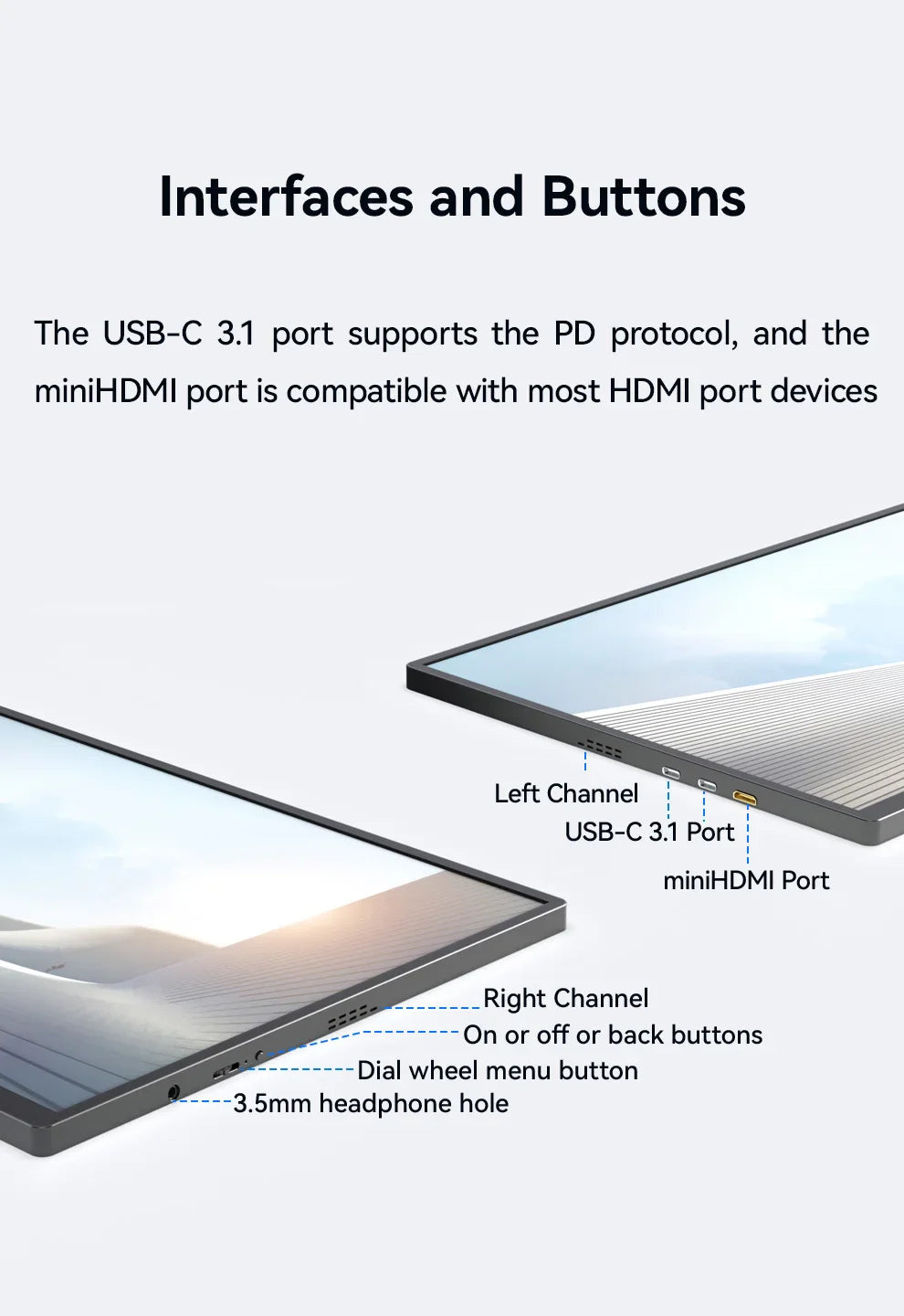 XIANWEI 18.5 inch Portable Monitor Touch 100%sRGB 100Hz External Screen Gaming Office Display For Switch Phone Laptop Xbox PS4/5