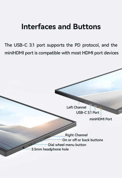 XIANWEI 18.5 inch Portable Monitor Touch 100%sRGB 100Hz External Screen Gaming Office Display For Switch Phone Laptop Xbox PS4/5