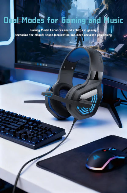 G7 LED Light Gaming Headset USB Stereo Surround Wired Headphone with Noise Reduction Mic Earphones for Computer PC Gamer