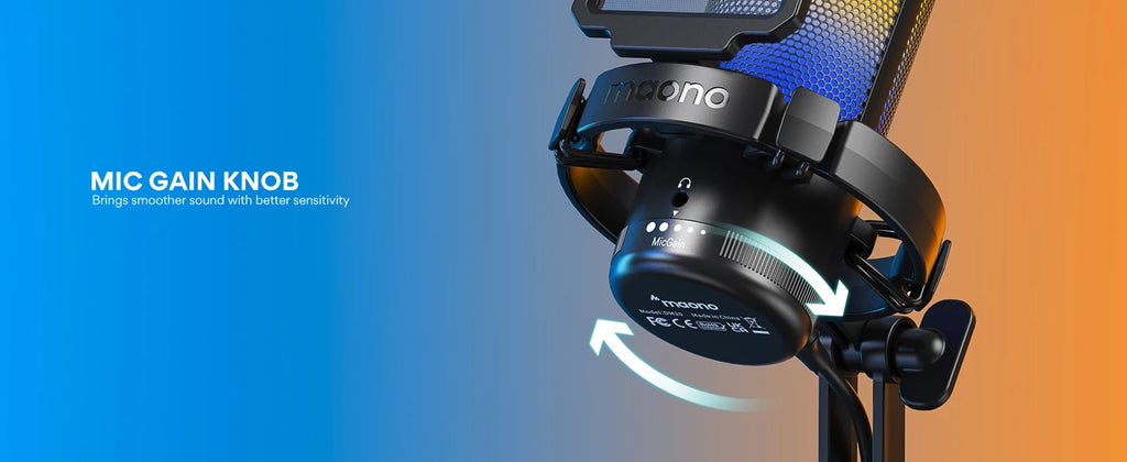 Maono DGM20 Gaming Microphone,USB Microphone Condenser Mic RGB Gaming Mic with Noise reduction software,Mic Gain,One Key Mute