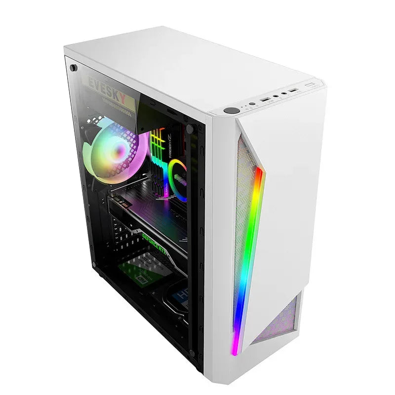 aotesier pc gaming i9 i7 computer acrylic  light strip front panel top power supply side transparent chassis game atx host box