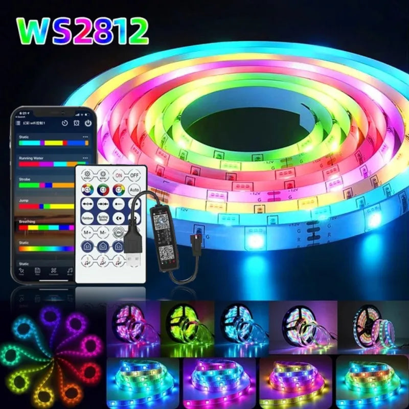 1-30M 5050 RGB LED Strip Light WS2812b USB Bluetooth Wifi 5V LED Lights Flexible Luces Led Ribbon RGB TV BackLight Diode Tape