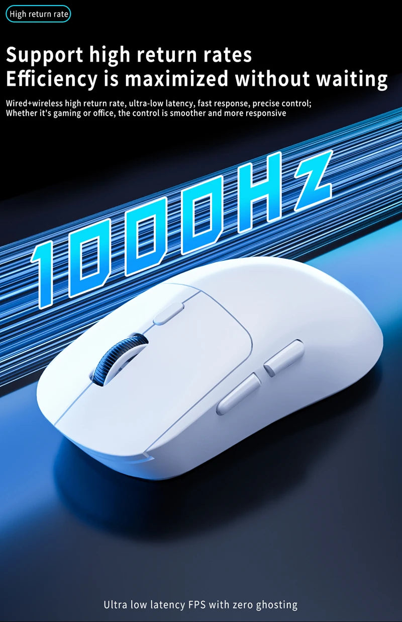 M348 Superlight Mouse Bluetooth 2.4G Wireless Gaming Mouse Flagship Chip Gaming Sensor 6 Adjustable DPI for Office Game