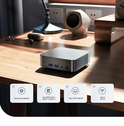 Gaming Mini PC Intel Core i9 8950HK Windows 11 Pro 16GB DDR4 1TB SSD WiFi6 M.2 UHD Graphics 1000Mbps Portable Mini PC Desktop