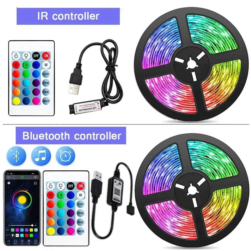 1-30M 5050 RGB LED Strip Light WS2812b USB Bluetooth Wifi 5V LED Lights Flexible Luces Led Ribbon RGB TV BackLight Diode Tape
