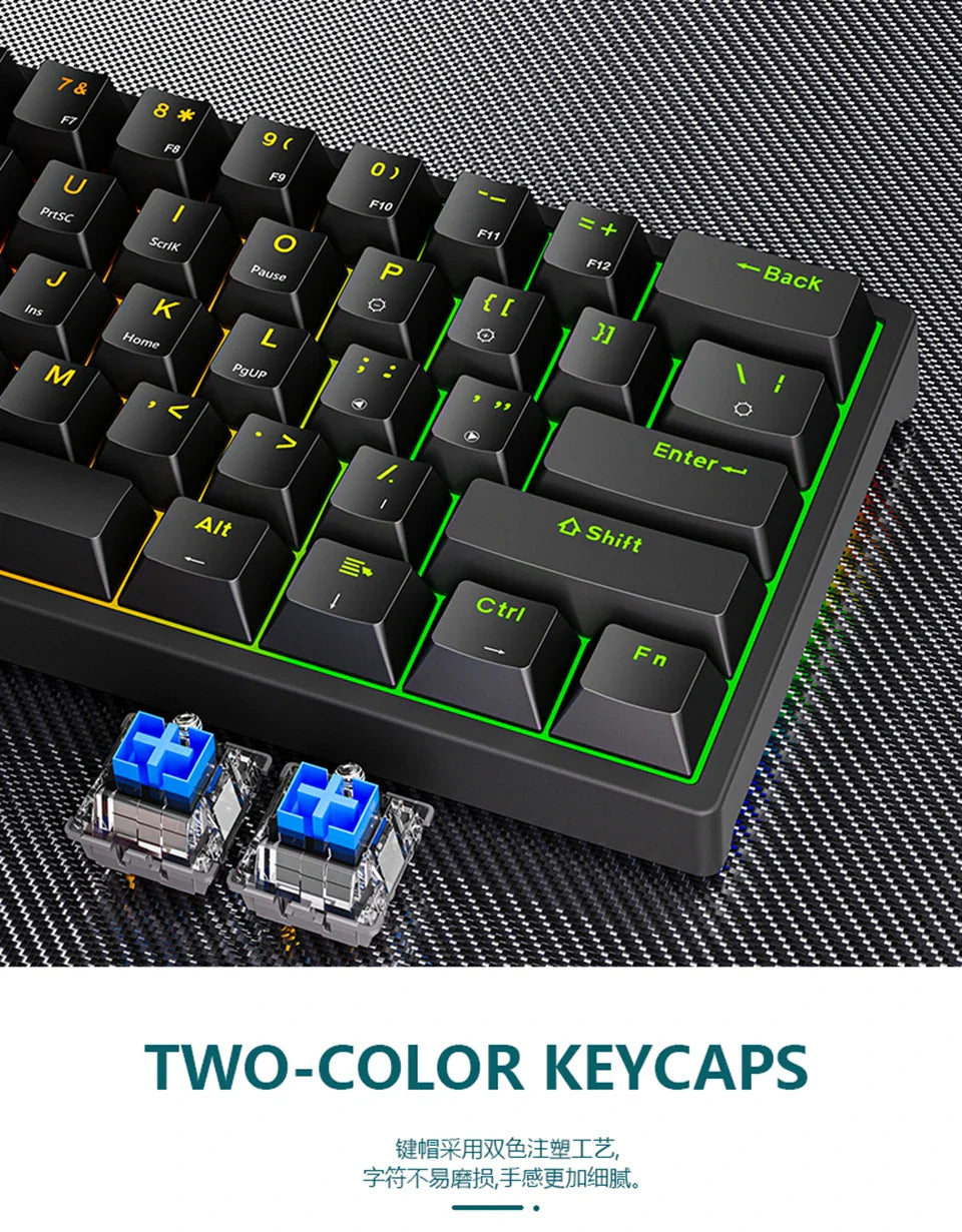K620 Mini Gaming Mechanical Keyboard 61 Keys RGB Hotswap Type-C Wired Gaming Keyboard PBT Keycaps 60% Ergonomics Keyboards