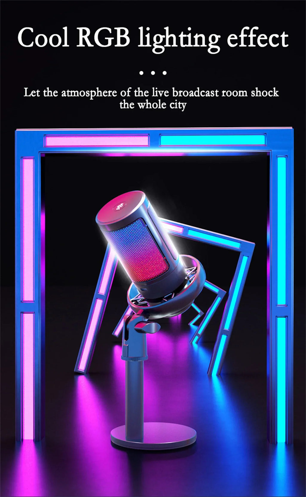 GAM-ME6S USB gaming microphone RGB dazzling lights computer k song recording mobile phone live broadcast