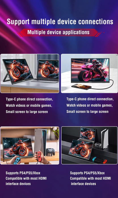 Anmite 21.5 inch Portable Monitor 120Hz RGB100% With VESA Hole & Back bracket Laptop Extended Display ADS-IPS HDR Screen