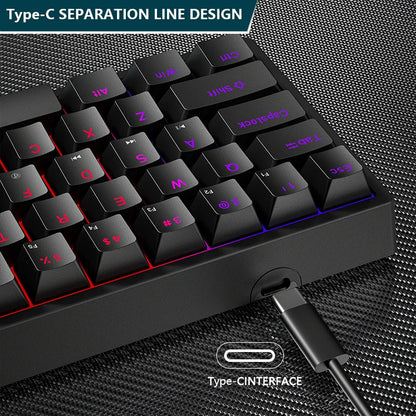 K620 Mini Gaming Mechanical Keyboard 61 Keys RGB Hotswap Type-C Wired Gaming Keyboard PBT Keycaps 60% Ergonomics Keyboards