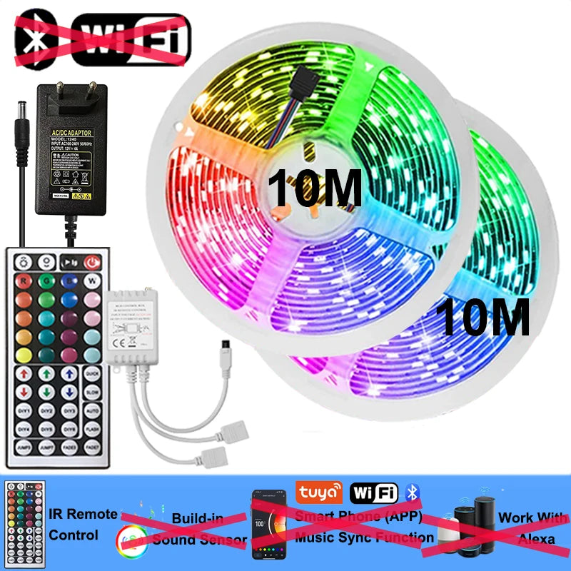 Wifi Led Strip Lights 220v 5050 Bluetooth Led Tape Light Strip Music Sync Led Lighting Strips Adhesive Smart Led Strip 12v Rgb