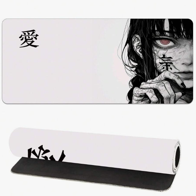 1PC Art Anime Girl Black & White Mouse Pad Dark Girl Gamer Computer Accessories Chinese Character Love Keyboard Laptop Desk Mats