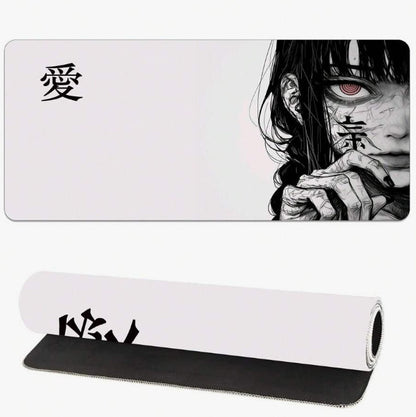 1PC Art Anime Girl Black & White Mouse Pad Dark Girl Gamer Computer Accessories Chinese Character Love Keyboard Laptop Desk Mats