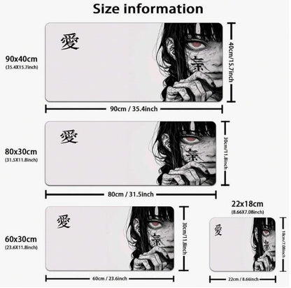 1PC Art Anime Girl Black & White Mouse Pad Dark Girl Gamer Computer Accessories Chinese Character Love Keyboard Laptop Desk Mats