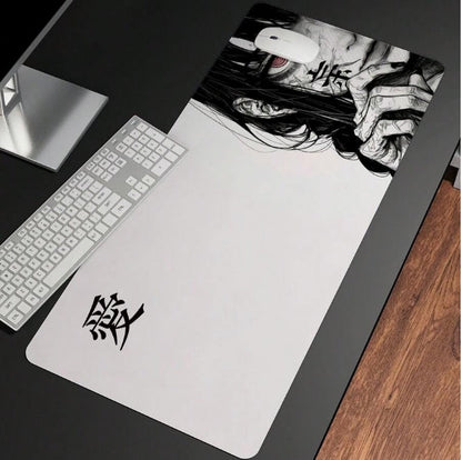1PC Art Anime Girl Black & White Mouse Pad Dark Girl Gamer Computer Accessories Chinese Character Love Keyboard Laptop Desk Mats