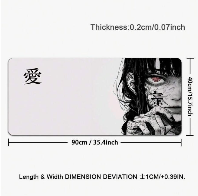 1PC Art Anime Girl Black & White Mouse Pad Dark Girl Gamer Computer Accessories Chinese Character Love Keyboard Laptop Desk Mats