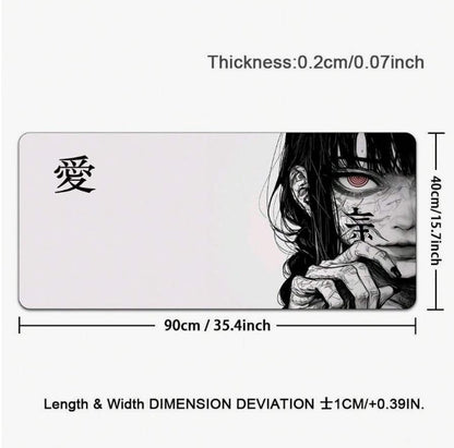 1PC Art Anime Girl Black & White Mouse Pad Dark Girl Gamer Computer Accessories Chinese Character Love Keyboard Laptop Desk Mats