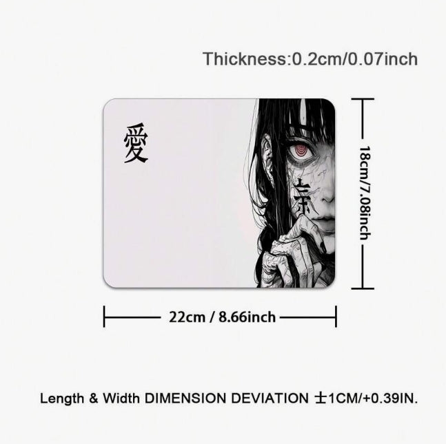 1PC Art Anime Girl Black & White Mouse Pad Dark Girl Gamer Computer Accessories Chinese Character Love Keyboard Laptop Desk Mats