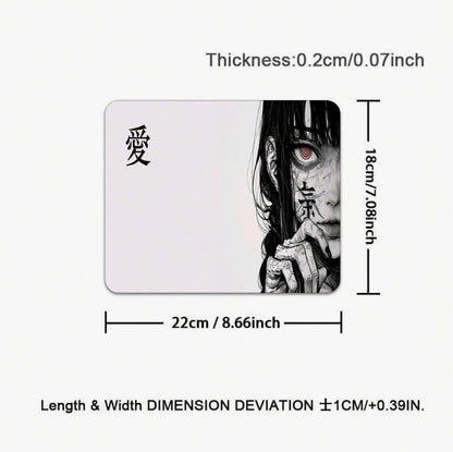 1PC Art Anime Girl Black & White Mouse Pad Dark Girl Gamer Computer Accessories Chinese Character Love Keyboard Laptop Desk Mats