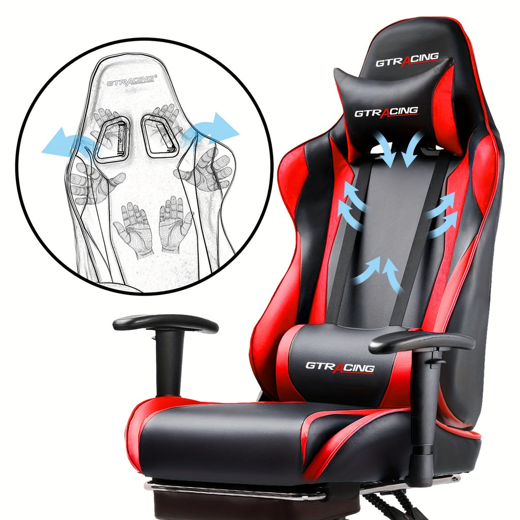 GTRACING Racing Style Gaming Chair, Ergonomic Computer Office Chair, Reclining Gaming Chair, Seat Height Adjustment, With Headrest And Lumbar Support, Maximum Weight Capacity 350-400 Lbs