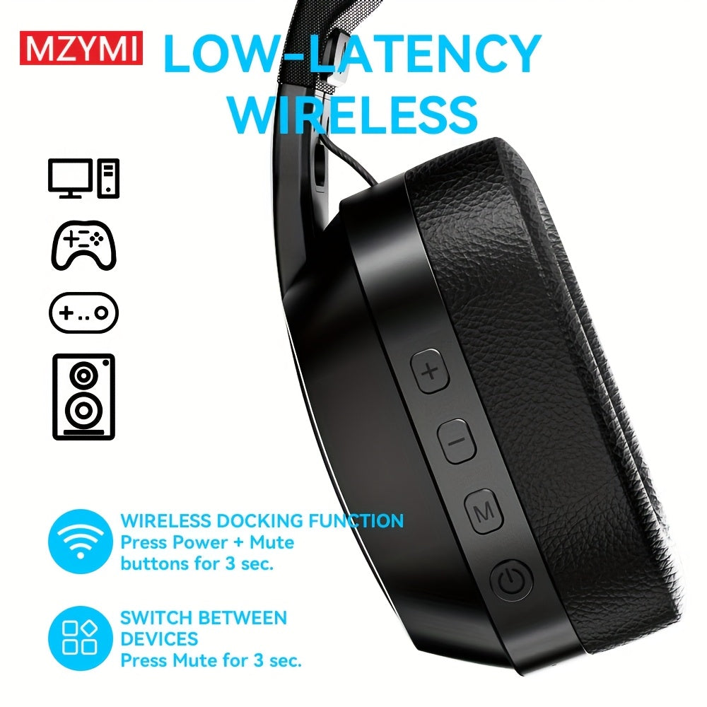 MZYMI GT100 2.4GHz/Wireless Gaming Headset for PlayStation 5 4, Gamer Headphones with Detachable Microphone for PS5, PS4, PC, Switch, Ultra-low Latency, 25 Hours Playtime, Wired Mode for Xbox Series, Console Gaming, Pc Headse