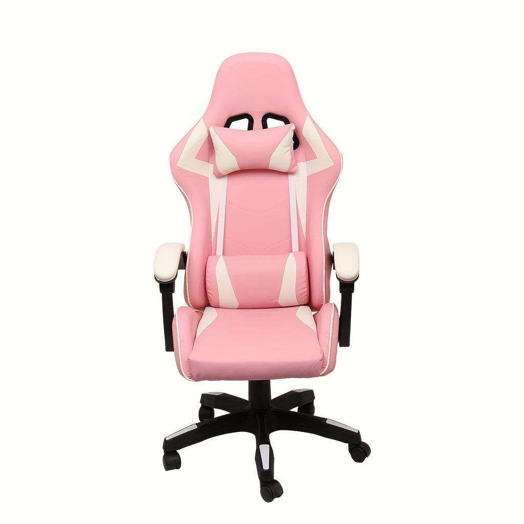 1 pc Ergonomic Racing Gaming Chair - Reclining High Back PU Leather Computer Desk Chair with Adjustable Height, Headrest, Lumbar Support, and Swivel Rolling Function - Ideal for Office and Home Use on Hard Floor, Easy to Clea