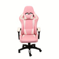 1 pc Ergonomic Racing Gaming Chair - Reclining High Back PU Leather Computer Desk Chair with Adjustable Height, Headrest, Lumbar Support, and Swivel Rolling Function - Ideal for Office and Home Use on Hard Floor, Easy to Clea