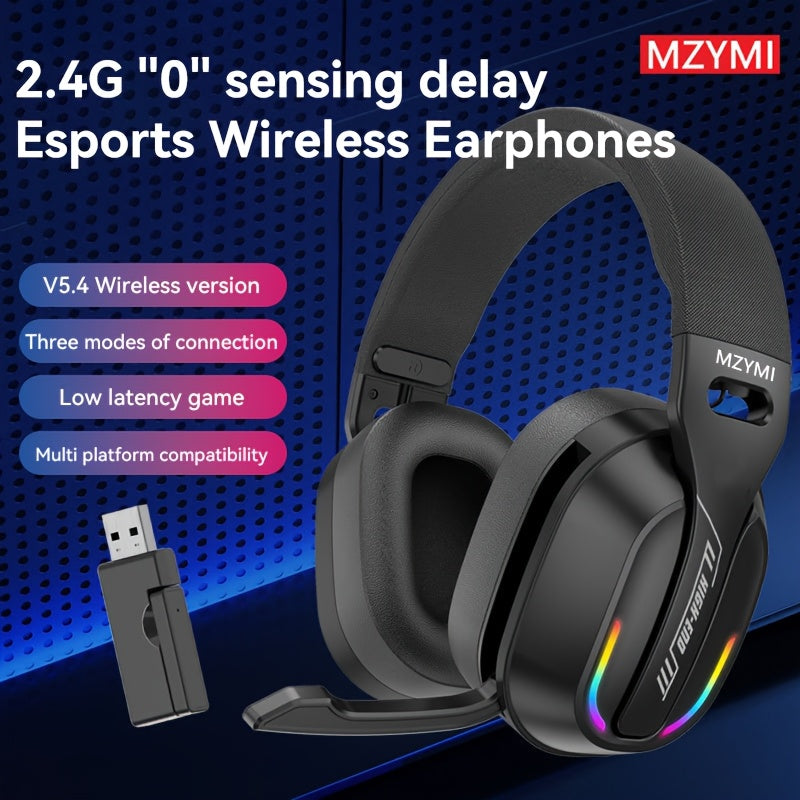 MZYMI GT100 2.4GHz/Wireless Gaming Headset for PlayStation 5 4, Gamer Headphones with Detachable Microphone for PS5, PS4, PC, Switch, Ultra-low Latency, 25 Hours Playtime, Wired Mode for Xbox Series, Console Gaming, Pc Headse