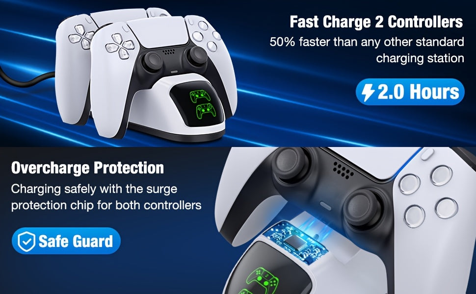PS5 DualSense Controller Charging Station with Stand - Fast USB Charge Dock for PlayStation 5 Controllers, Durable ABS Resin, No Battery Included