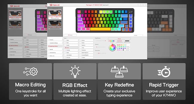 Redragon K714 Rapid Trigger HE Gaming 75% 81 Keys Wired Mechanical Keyboard，Hyper-Fast Actuation Magnetic Switch