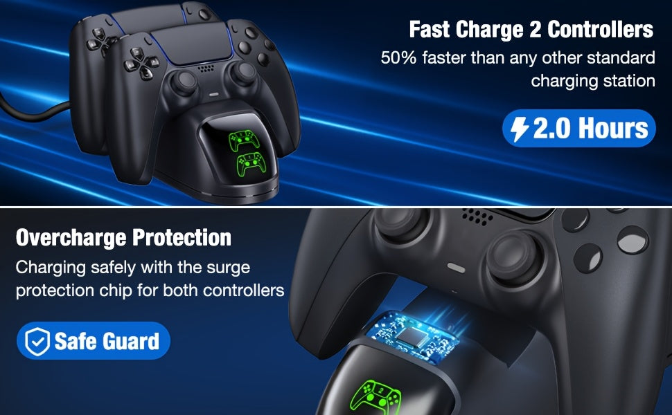 PS5 DualSense Charging Station - Fast-Charge Dock with USB Cable for PlayStation 5 Controllers, Compatible with PS5/PS5 Slim Models, Durable ABS Material