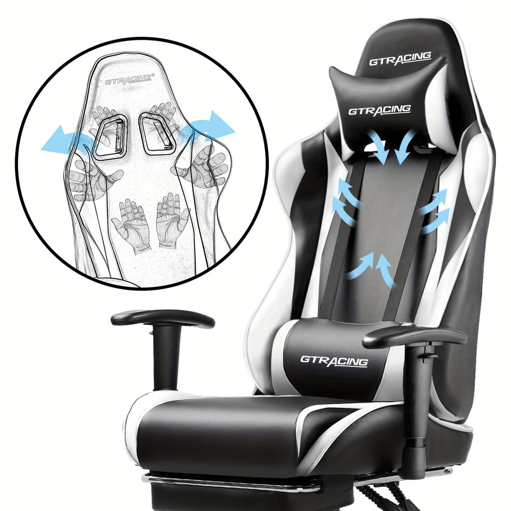 GTRACING Racing Style Gaming Chair, Ergonomic Computer Office Chair, Reclining Gaming Chair, Seat Height Adjustment, With Headrest And Lumbar Support, Maximum Weight Capacity 350-400 Lbs