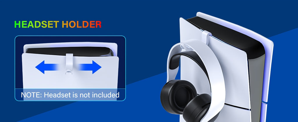 Cooling Base for PS5/PS5 Slim with Handle Charging Function, Suitable for PlayStation 5 Slim and Standard Models of Game Discs/Digitizers, Includes Cooling Fan, 3 USB Hubes, Headphone Hooks, Screws