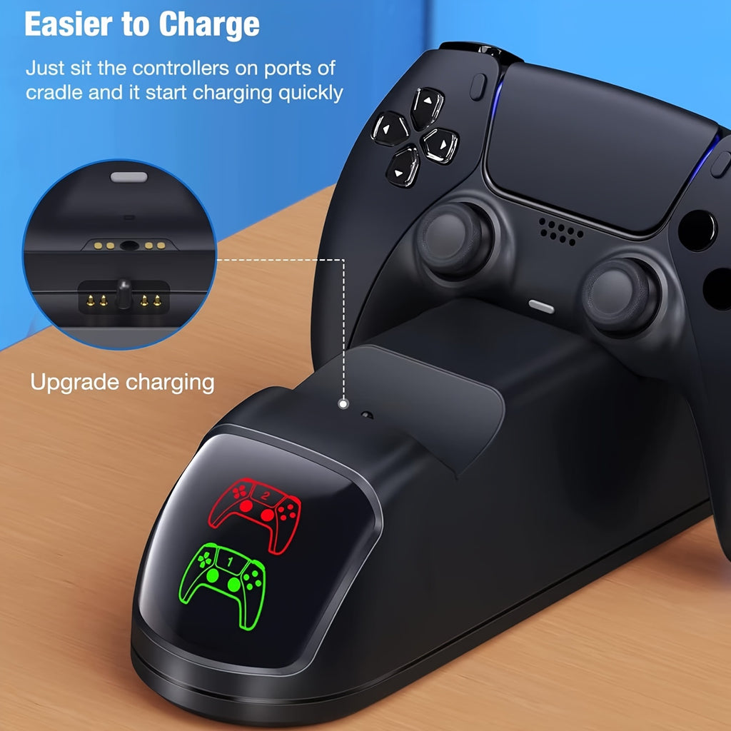 PS5 DualSense Charging Station - Fast-Charge Dock with USB Cable for PlayStation 5 Controllers, Compatible with PS5/PS5 Slim Models, Durable ABS Material