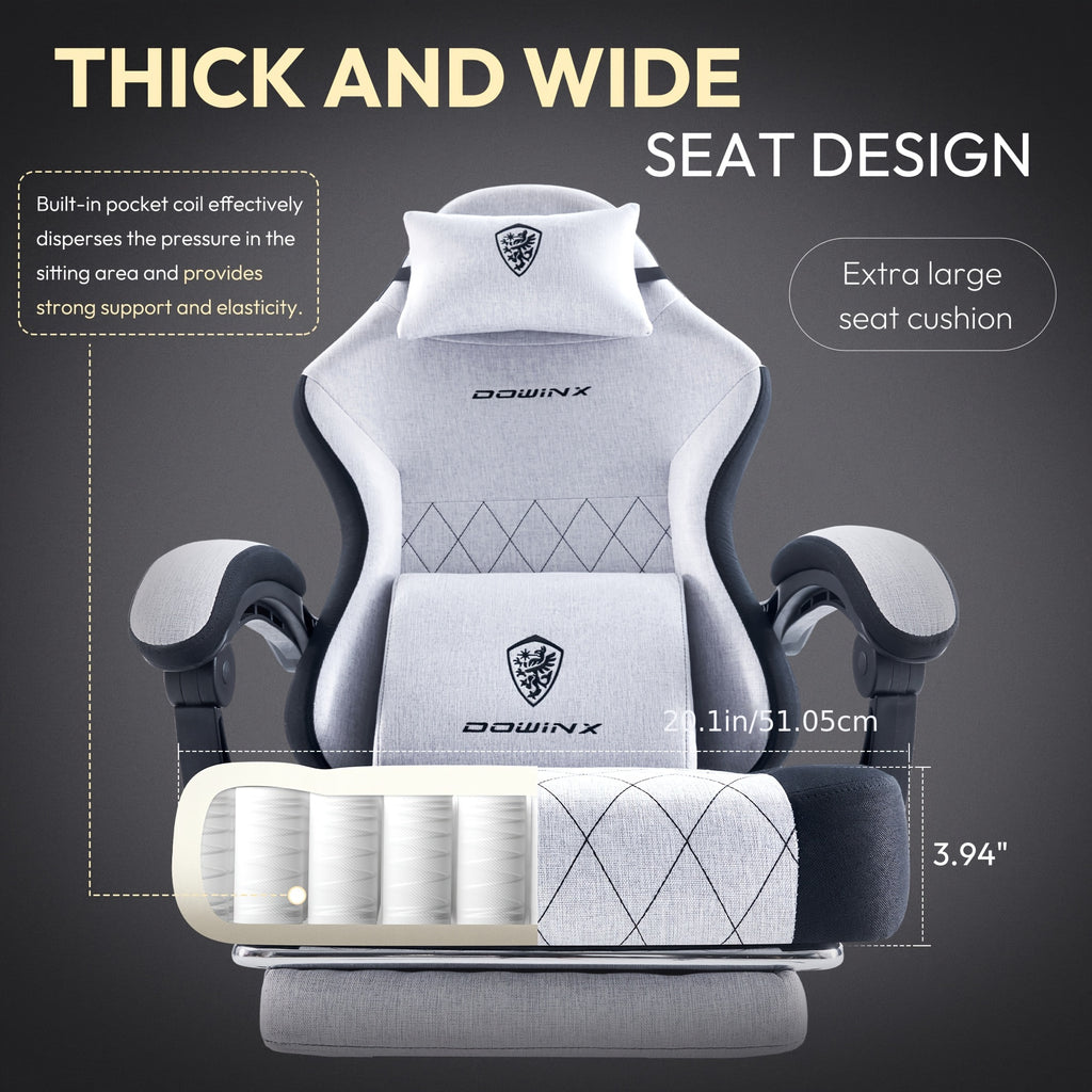 Dowinx Gaming Chair With Footrest, Gaming Chair Big And Tall For Heavy People, Gamer Chair For Adult With Massage, High Back Ergonomic Computer Chair With Footrest For Adults