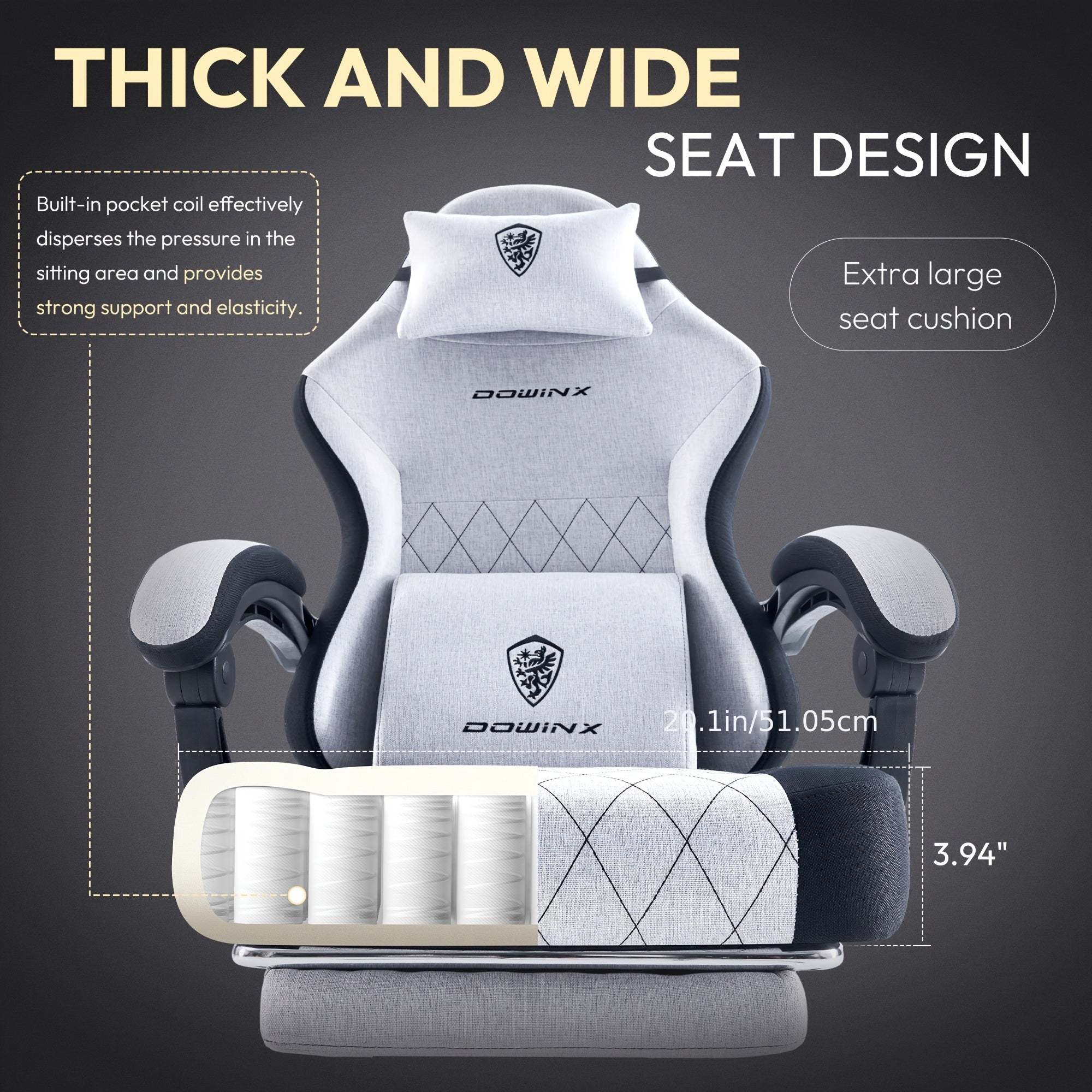 Dowinx Gaming Chair With Footrest, Gaming Chair Big And Tall For Heavy People, Gamer Chair For Adult With Massage, High Back Ergonomic Computer Chair With Footrest For Adults