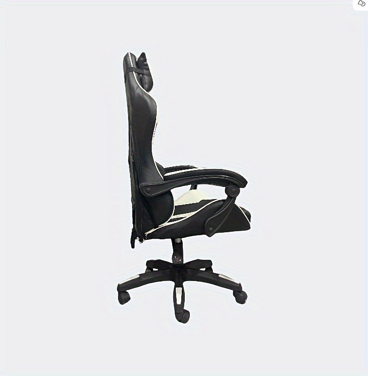 Ergonomic Racing Style Desk Chair for Adults with Headrest and Lumbar Support - Adjustable Swivel Office Chair with Iron Frame and Plastic Material, Rotatable and Height Adjustable, Sponge Filled Seat with Solid Back, No Upho
