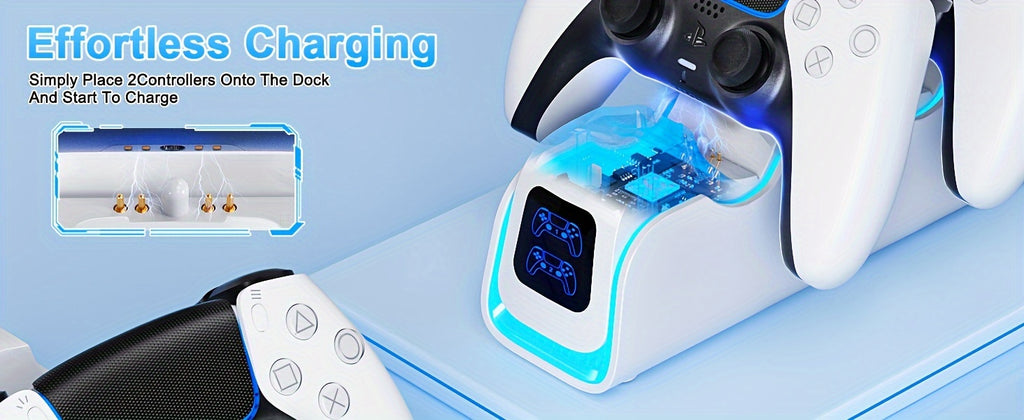 PS5 Controller Charger, 2024 Upgrade Charging Dock For PlayStation 5 Dualsense & Edge Controller, With 6 RGB LED Light Mode, PS5 Fast Charging Station With Cable