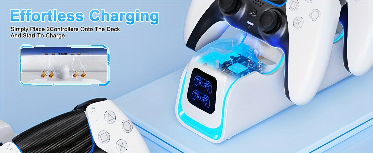 PS5 Controller Charger, 2024 Upgrade Charging Dock For PlayStation 5 Dualsense & Edge Controller, With 6 RGB LED Light Mode, PS5 Fast Charging Station With Cable
