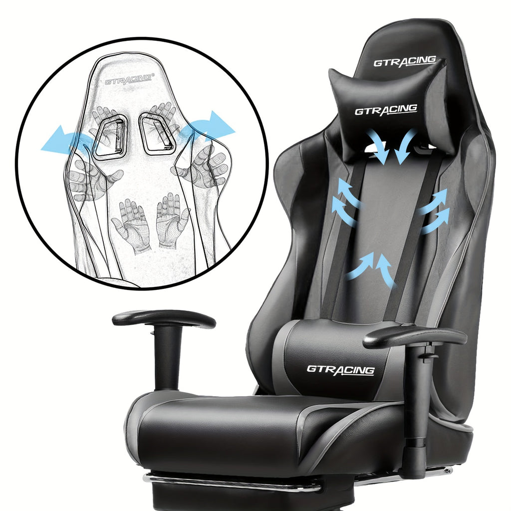 GTRACING Racing Style Gaming Chair, Ergonomic Computer Office Chair, Reclining Gaming Chair, Seat Height Adjustment, With Headrest And Lumbar Support, Maximum Weight Capacity 350-400 Lbs