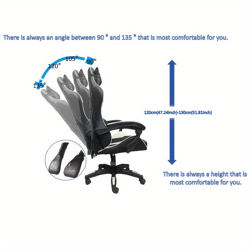 Ergonomic Racing Style Desk Chair for Adults with Headrest and Lumbar Support - Adjustable Swivel Office Chair with Iron Frame and Plastic Material, Rotatable and Height Adjustable, Sponge Filled Seat with Solid Back, No Upho