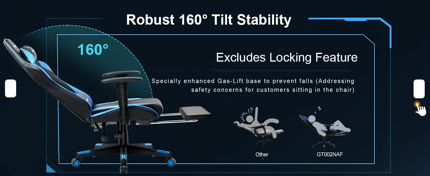 GTRACING Racing Style Gaming Chair, Ergonomic Computer Office Chair, Reclining Gaming Chair, Seat Height Adjustment, With Headrest And Lumbar Support, Maximum Weight Capacity 350-400 Lbs