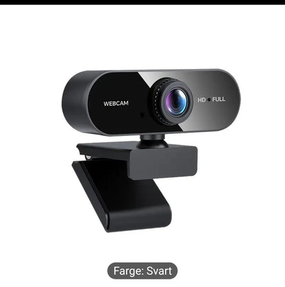 1080P Full HD Webkamera med USB Plug & Play, Roterbar Vidvinkelobjektiv, Autofokus og Eksponeringskontroll, Innebygd Mikrofon, Kompatibel med PC/Mac/Bærbar PC for Videosamtaler, Online Undervisning, Gaming – Kompakt Design til Hjemmekontor og Strømming, W