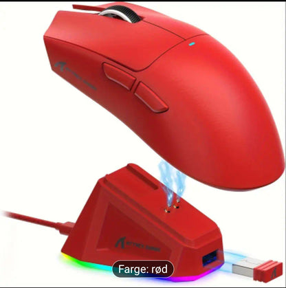 ATTACK SHARK X11 59g Ultralight Trådløs Spillmus med Magnetisk RGB Ladebase, BT/2.4G Trådløst/Kablet Mus, 22000 DPI, 5 Programmerbare Knapper for PC/Bærbar PC/Mac, Ergonomisk Design, Langvarig Kraft, USB-C Lading, Ergonomisk Spillmus | Moderne Spillmus |