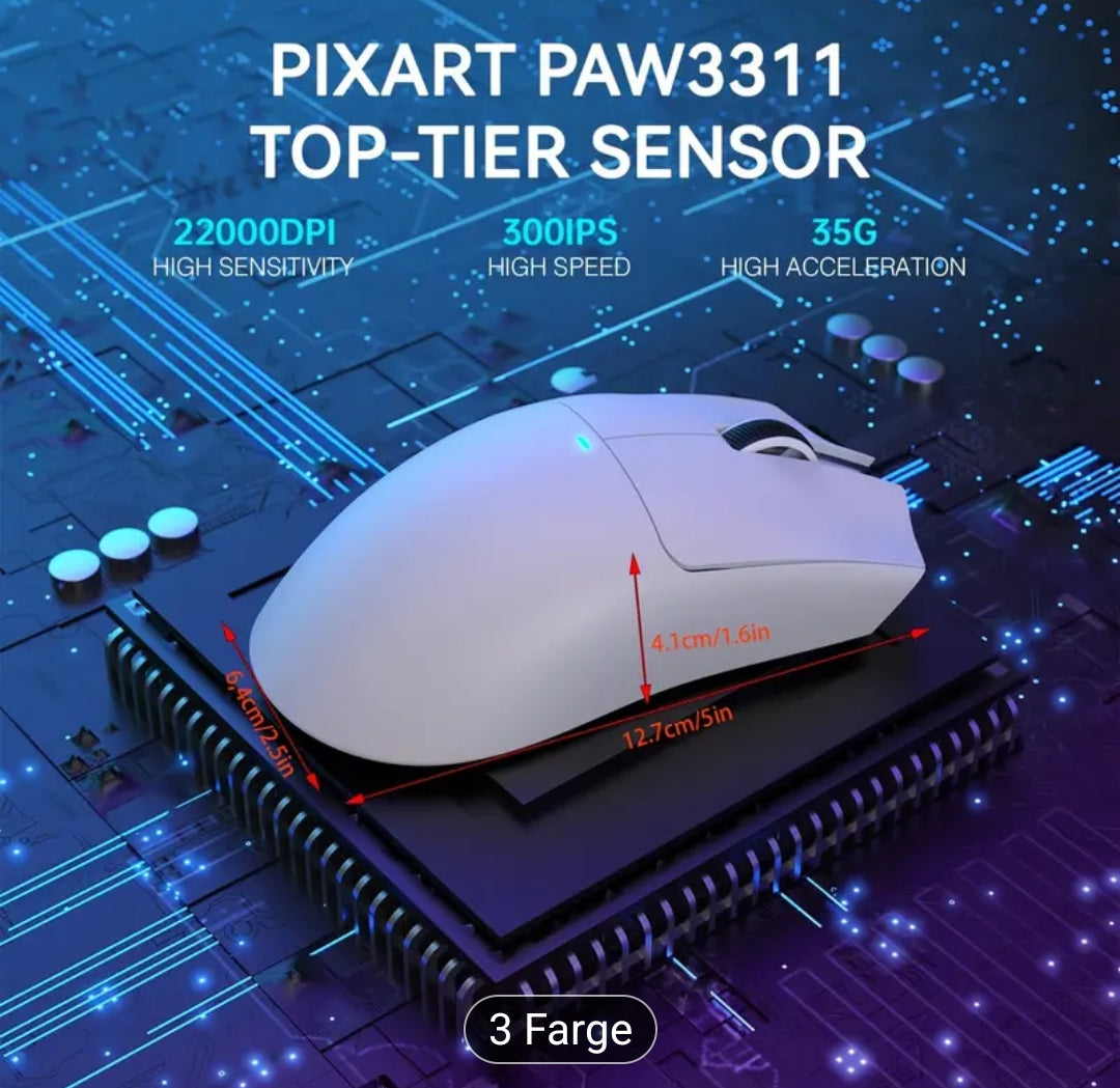 ATTACK SHARK X11 59g Ultralight Trådløs Spillmus med Magnetisk RGB Ladebase, BT/2.4G Trådløst/Kablet Mus, 22000 DPI, 5 Programmerbare Knapper for PC/Bærbar PC/Mac, Ergonomisk Design, Langvarig Kraft, USB-C Lading, Ergonomisk Spillmus | Moderne Spillmus |