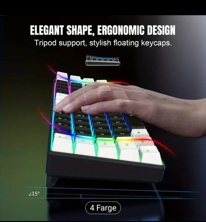 HXSJ Ny tynn film kablet spilltastatur USB-C-nøkkel Kabelseparasjon 68 nøkler RGB-bakgrunnsbelysning Egnet for hjemmespill, kontor, svart og hvitt