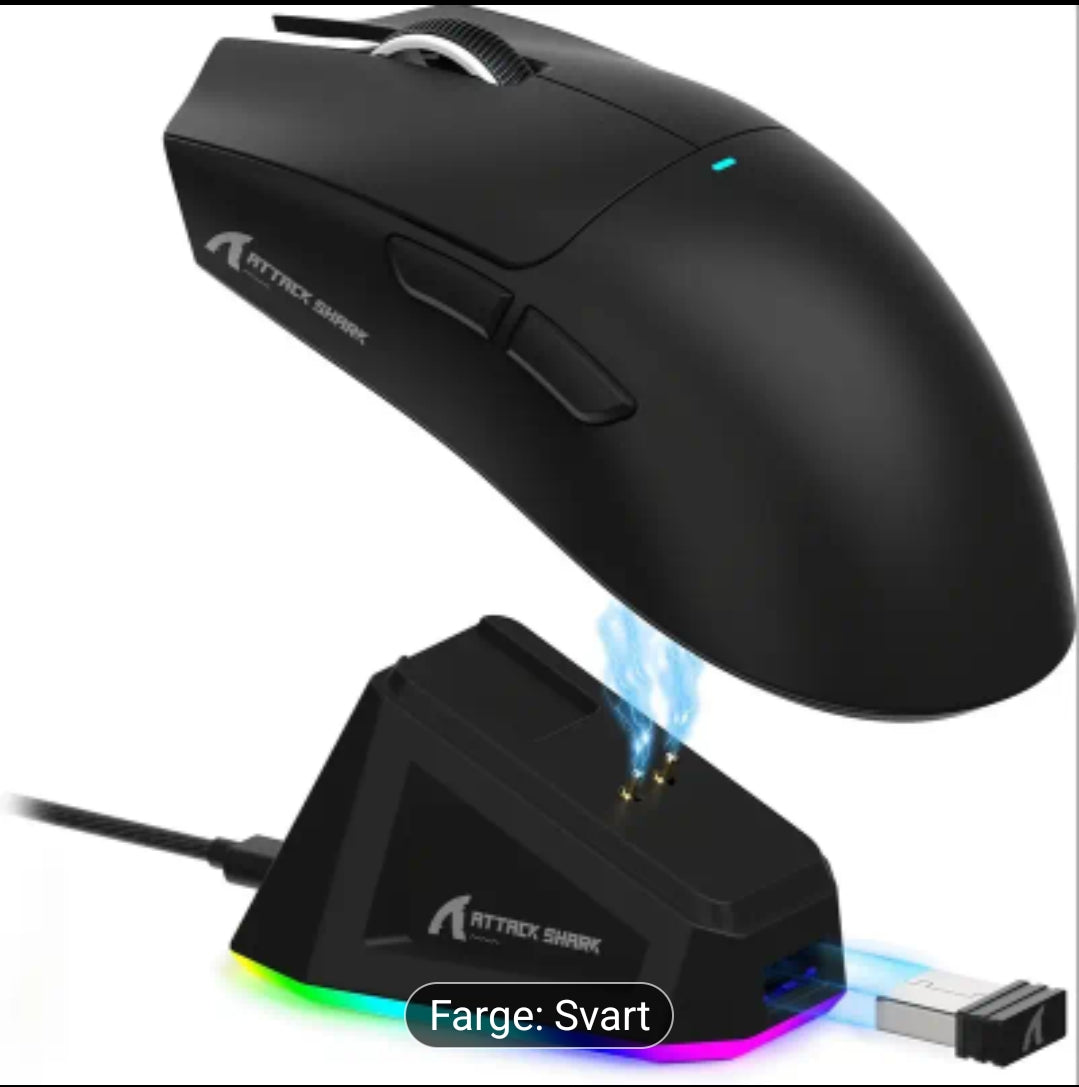 ATTACK SHARK X11 59g Ultralight Trådløs Spillmus med Magnetisk RGB Ladebase, BT/2.4G Trådløst/Kablet Mus, 22000 DPI, 5 Programmerbare Knapper for PC/Bærbar PC/Mac, Ergonomisk Design, Langvarig Kraft, USB-C Lading, Ergonomisk Spillmus | Moderne Spillmus |